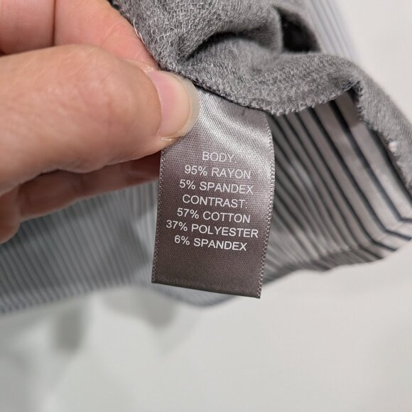 Marled Reunited Clothing Jersey and Woven Striped Blouse Grey White Size XL - Picture 3 of 6